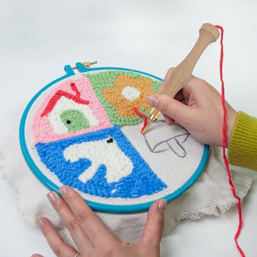 Double Sided Punch Needle Stand Hoop Frame, Embroidery Stand Hoop for Cross Stitch Quilting 16.5cm 25cm (Blue) - style: Blue