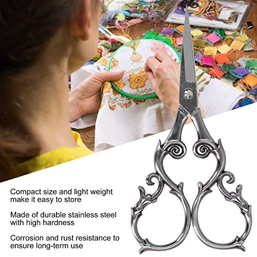 Vintage Embroidery Scissors Stainless Steel Tip 4.3 Inch Small Sewing Scissors Retro Craft Shears for Needlework Art Work DIY Thread Snips with Cover