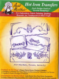 His-Hers, Flowers, Butterfly Aunt Martha's Hot Iron Embroidery Transfer