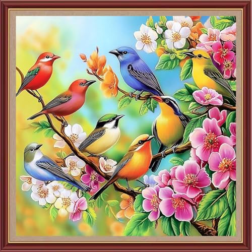 Funchey Counted Cross Stitch Kits for Adults Needlepoint Kits Unprinted Cross Stitching Embroidery Kit 11CT Cross Stitch Supplies&Flower Bird Family 18x18 inch - color: DIYCrafts18
