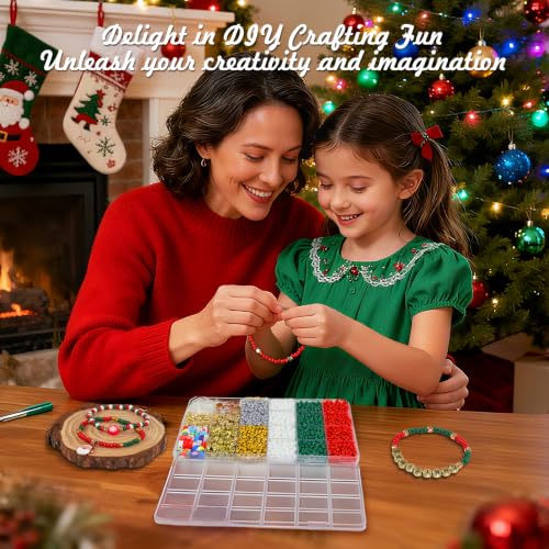 Redtwo Christmas Bracelet Making Kit, 4mm Glass Beads for Jewelry Making - size: 4mm-2100