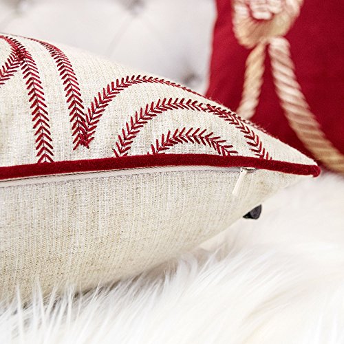 Embroidery Linen Throw Pillow Cover, Merry Christmas Series Holiday Flow Luxury Soft Fuzzy Cozy Warm Slik Gift Square Couch Cushion Pillow Case 20 x 20 Inch, Cover Only - color: U1-holiday Flow