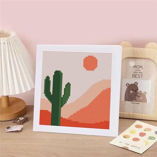 niurenmaoyi Cactus 11CT Cross Stitch Kits for Beginner with Framed,7x7in - color: Cross Stitch Kits0518-03