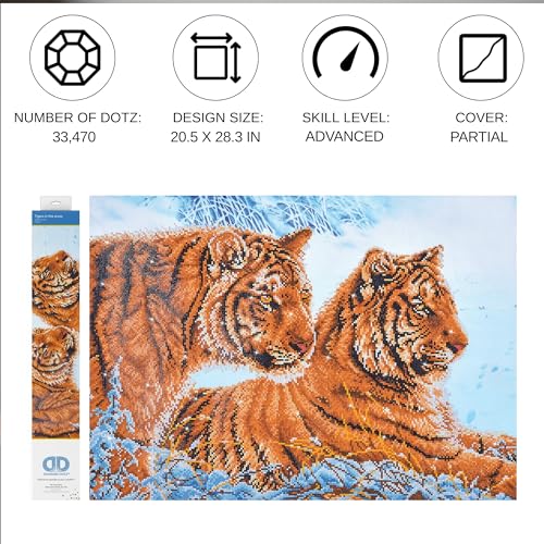 DIAMOND DOTZ Tigers in The Snow Diamond Painting Kit for Adults with Gems