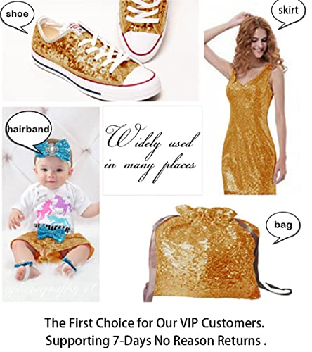 ShiDianYi Gold Sequin Fabric 6 Feet Sparkly Fabric by The 2 Yards 1PC-Shiny Gold Around The World Party Decorations -0818S(2Yards 1PC Gold) - color: Shiny Gold, size: 2 Yard