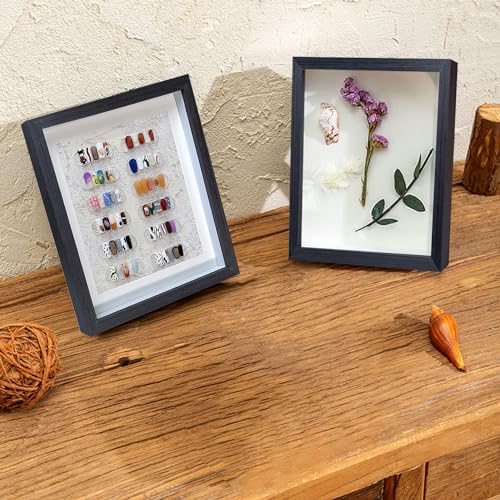 2 Pack Shadow Box Frame 8x10 Shadow Box Display Case Black Picture Frame Glass Surface Internal Depth 0.6 inch for Wall Or Tabletop - color: Black, size: 8x10 inch