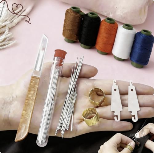 2026Stainless Steel Large Eye Sewing Needle Set, 36 Pieces | No. 5 Hand Sewing Needle Set with Case | Sharp, Rust-Resistant Steel Embroidery Needles for Cross-Stitch, Yarn, Tapestry, and Fabric Repair