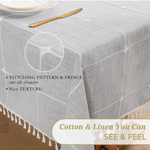 Oubonun Tablecloths for Rectangle Tables - color: Grey Plaid, size: 120" x 55" (Rectangular)