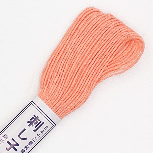 Olympus Sashiko 100% Cotton Thread, 22 Yard Skein - Color: Solid # 25, Salmon Pink - color: Solid # 25, Salmon Pink