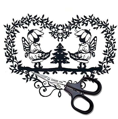 CANARY Paper Art Scissors 4", Mini Precision Scissors for Paper Cutting Art, Cutouts, Lace, Crafts, Kirie, Made in Japan - size: Papercutting Art (Beginner)