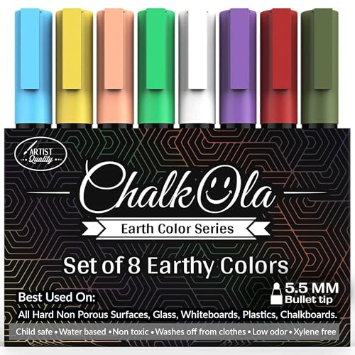 Chalkola 8 Pastel Chalk Markers for Chalkboard Signs, Blackboard - 6mm Tip - size: Bold Tip - 6mm