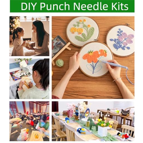 DIY Punch Needle Kits Green Sea Turtle with Hoop 20x20cm-5 - color: 02-Sea Turtle