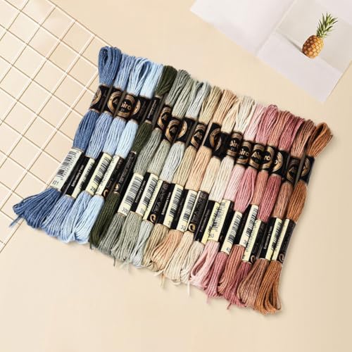 18 Skeins 157.5 Yards Variegated Cross Stitch Floss Colorful Friendship Bracelet String Gradient 6 Ply Polyester Embroidery Threads Bulk for Sewing Making Jewelry Needlecraft Knitting DIY - color: Brown