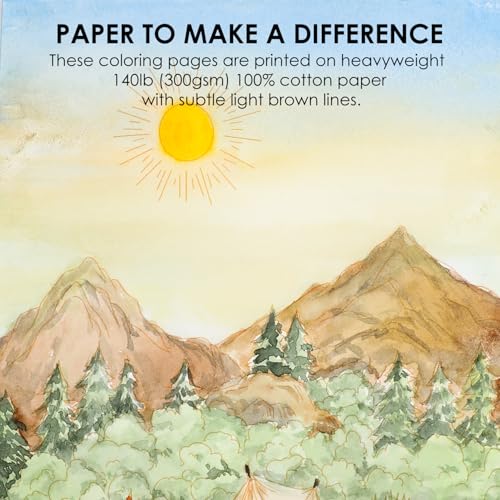 Grabie Watercolor Coloring Book, 15 A5 Cotton Sheets, Landscape Themed - color: Landscape
