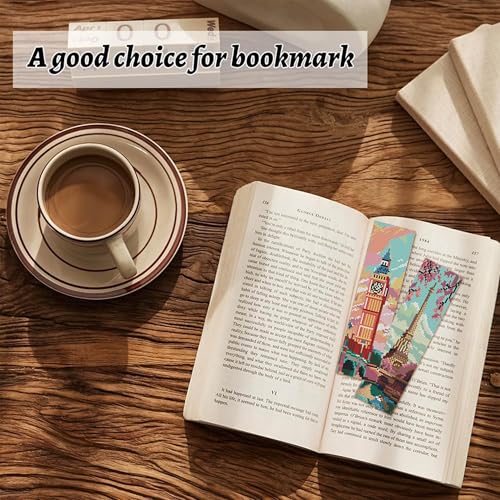 NEGEKFKX 6 Pcs Cityscape Cross Stitch Bookmark Kit for Adult Beginners - color: Cross stitch bookmark-7
