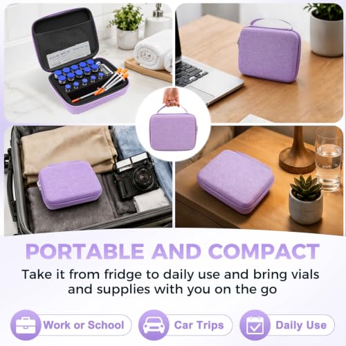 Peptide Case for Fridge, Insulin Vial Case for Diabetics - color: Purple-15×(1-10ml)+1*30ml
