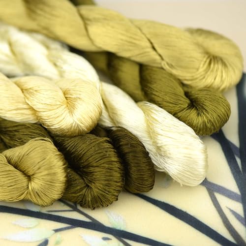 Natural 100% Silk Thread, Handmade Embroidery Thread Silk Floss 7 Colors 110m Each (18) - color: 18
