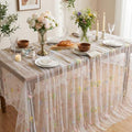 White Floral Table Runner Gauze Embroidery Table Cloths Flower 10ft Tulle - color: White, size: 60"x120",1pc