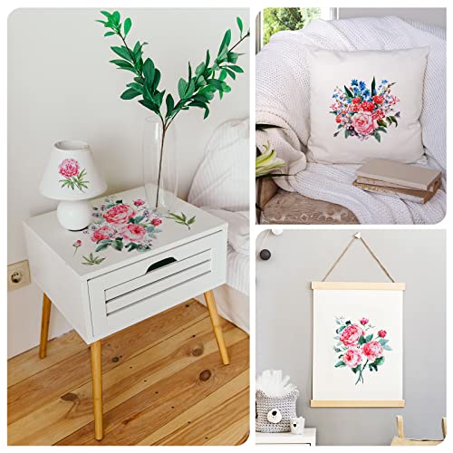 Yexiya 4 Sheet Flowers Rub on Transfer for Crafts and Furniture Spring Butterfly Vintage Iron on Transfers Decals 11.8 x 7.9 Inch Rose Floral Furniture for Home Office Wood DIY Craft(Flower Style)
