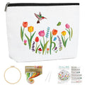 Louise Maelys Embroidery Kit for Beginners Tulip Flower Canvas Makeup Bag - color: Tulip Flower