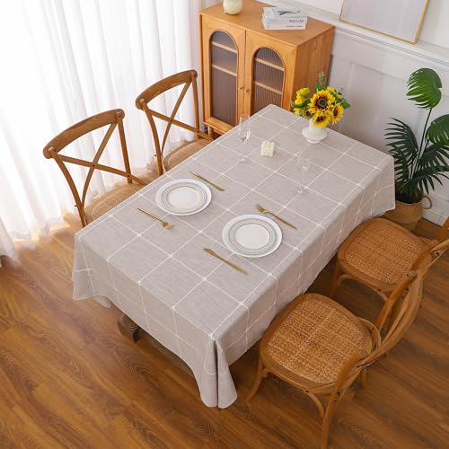 Gernaice Plaid Cotton Linen Rectangle Tablecloth 36“ x 55” Brown - color: Brown, size: 55" x 36" (Rectangular)