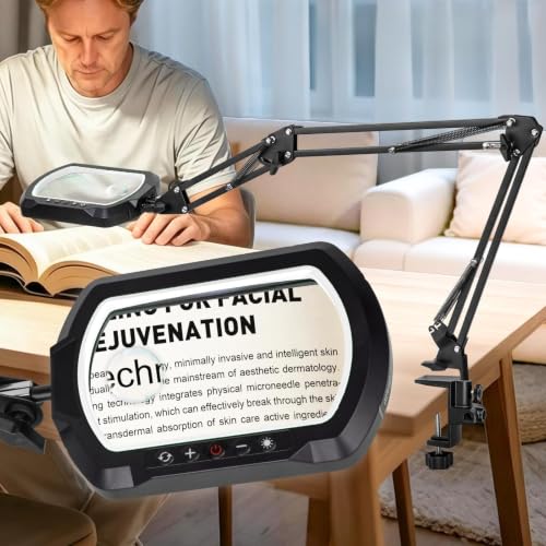 15X 30X Square 3-Section Magnifying Glass with Light and Clamp-White - color: White, size: 15X 30X