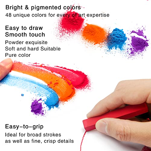 Brusarth Soft Pastel Chalk Set for Professional Artist, 48 Colors