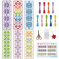 INFUNLY 6PCS Flower Cross Stitch Bookmark Kit for Beginners 8.66"×3.15" Boho Plaid Flowers Embroidery Bookmark Kits Geometric Pattern Cross Stitch Kit with Instruction for Book Lovers Reader Writers - style: Plaid Flowers