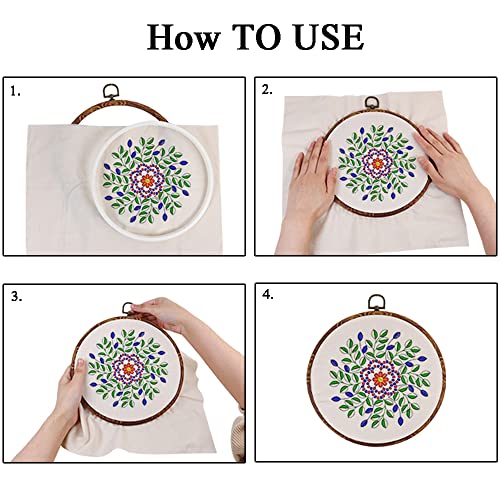5 Pieces 6 inch Round Embroidery Hoops, Imitated Wood Hoop Embroidery Frames for Display, Cross Stitch Embroidery Round Hoops Arts Decoration