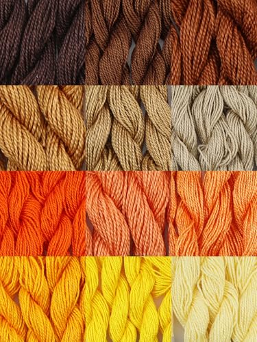 KCS 328 Yards(300 Meters) Mercerized Pearl Cotton Crochet Needlepoint Thread,Size 5, 12 skeins,Mixed Color 05 - color: 12color05, size: 12 skeins