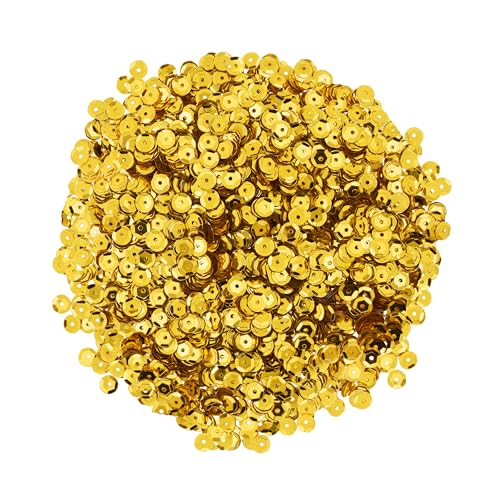 Mandala Crafts 6mm Cup Round Gold Sequins for Sewing Embroidery - color: Gold, size: 6mm Cup Sequins