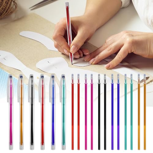 36pcs Heat Erasable Pens for Fabric, Assorted Colors, Fabric Pens for Sewing Erasable for Quilting Sewing DIY Dressmaking Fabrics Tailors Chalk