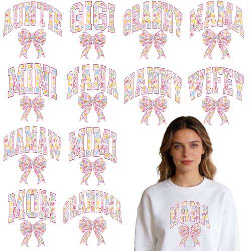 Rngmsi Dtf Transfers Ready to Press - 12 Pcs Easter Mama Iron on Patches for T-Shirts, Bow Iron on Stickers Heat Transfer Vinyl Decals for DIY Fabric Clothes Decor - style: Easter Mama