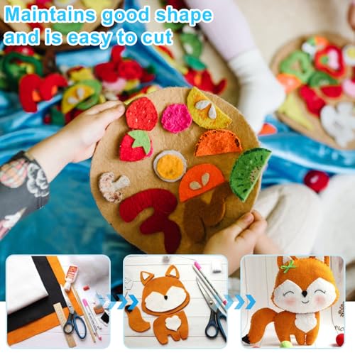 Phinus Felt, 78PCS Felt Sheets, Colourful of Felt Fabric Can Be Used for DIY, Sewing, Patchwork, Decoration (4" x 4")