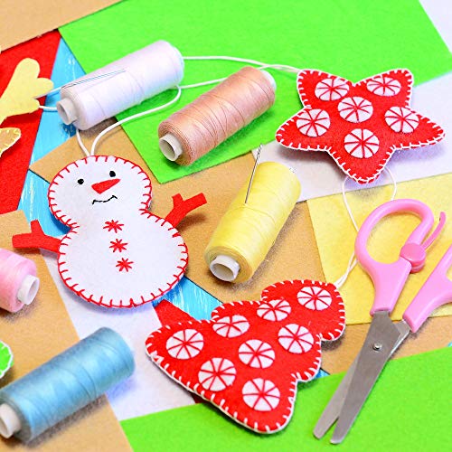 Caydo 12 Pieces A4 Christmas Felt Fabric Sheets, 5 Colors Felt Sheets Craft