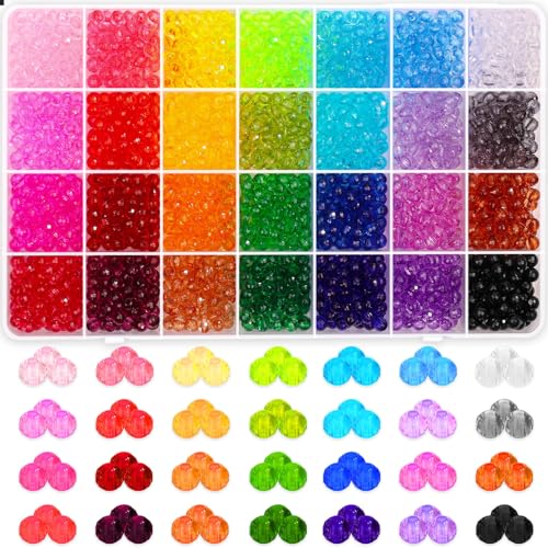 PAXCOO 1820Pcs Crystal Acrylic Beads Faceted Bicone Gem Beads for Jewelry Making (6 MM) - size: 6 MM