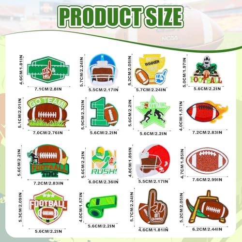 AUGSUN 36pcs Football Theme Iron on Patches Sports Embroidered Sew Applique - style: Football