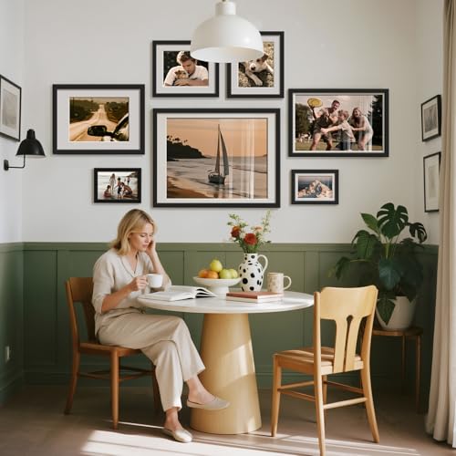HappyHapi 5x7 Picture Frames Set of 10, Wall or Tabletop Display, Black - color: Black, size: 5x7 inch
