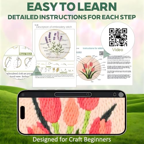 AERXSRET Punch Needle Kit and Embroidery Kit for Adult Beginners, DIY Craft