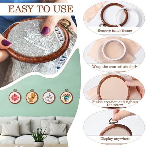 Burbell 15 Pcs 4 Inch Round Embroidery Hoops Frame - size: 4 Inch