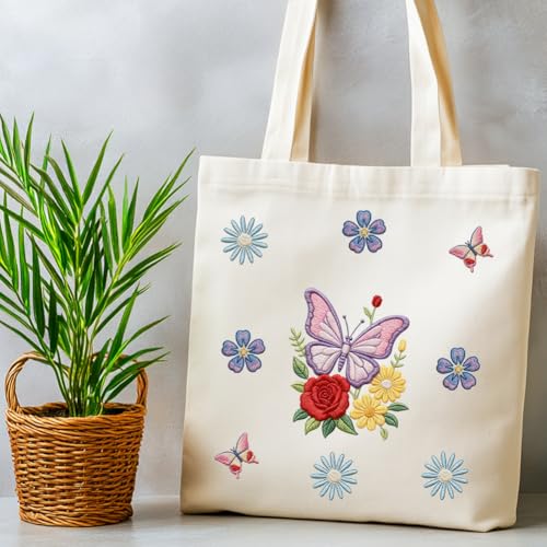 ORIGACH 4 Sheets Floral Insect Water Soluble Embroidery Pattern Stabilizers - color: Floral & Insects