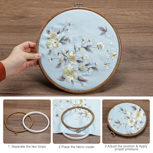 PATIKIL 5inch Embroidery Hoops, 15Pieces Imitated Wood Circle Frame Cross Stitch Hoop Ring for Embroidery Art Craft Sewing Ornaments Hanging Decoration - size: 5inch