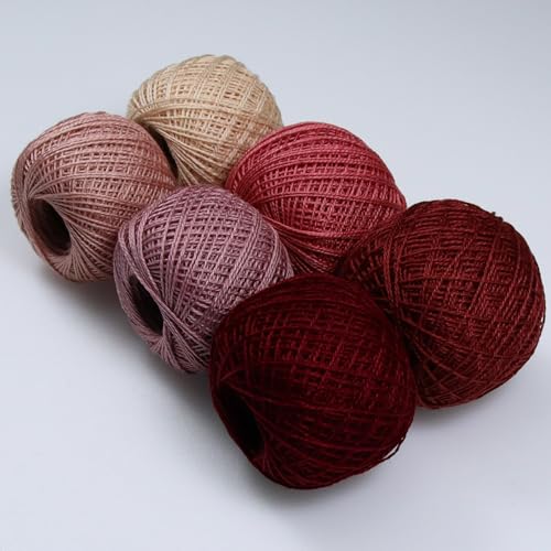 KCS Mercerized Pearl Cotton Thread Size 8 Crochet Needlework Embroidery Threads Ball (6, 03) - color: 03