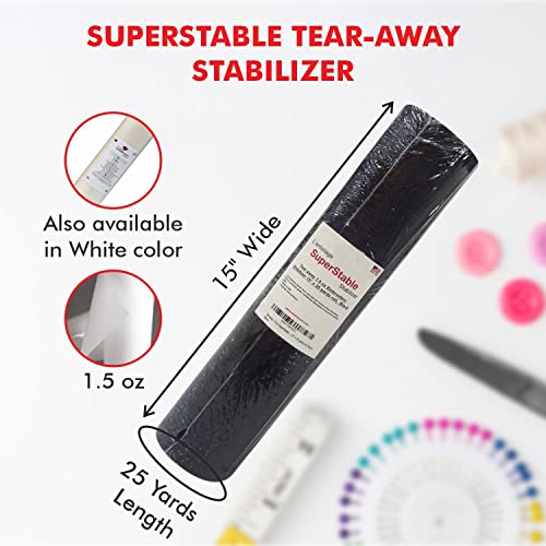 Superpunch Tear Away Embroidery Stabilizer, 1.5 oz, Black, 15 in x 25 yd - color: Black, size: 1 Roll (Pack of 1)
