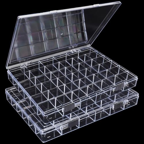 Noverlife 36 Grids Clear Plastic Organizer Boxes, Jewelry Storage Container - size: 36 Grids - 2 Packs