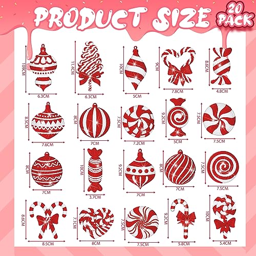 Tondiamo 20 Pcs Christmas Diamond Painting Keychains, Xmas Ornaments - style: Cane Style