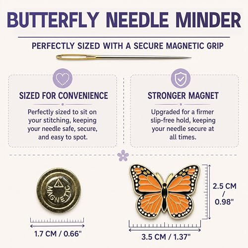 The Quilted Bear Magnetic Needle Minder, Small, Butterfly - color: Butterfly