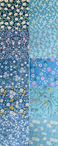 50pcs 10 x 10 inches Cotton Fabric Bundle-Blue - color: Blue, size: 10” x 10”