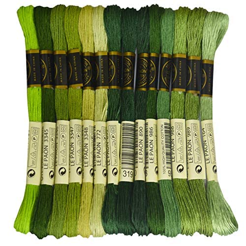 Bright Chartreuse Gradient Color Embroidery Floss - Cross Stitch Threads - Friendship Bracelets Floss - Crafts Floss - 14 Skeins Per Pack Embroidery Floss - color: Bright Chartreuse Gradient