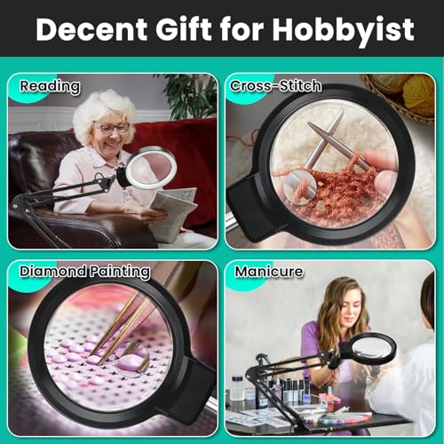 10X/30X Magnifying Glass with Light and Stand, 2-in-1 Magnifying Floor Lamp with 72 Adjustable Brightness LED Lamp Bulbs, Flexible Standing Magnifying Lamp - color: Black - Foldable Arm